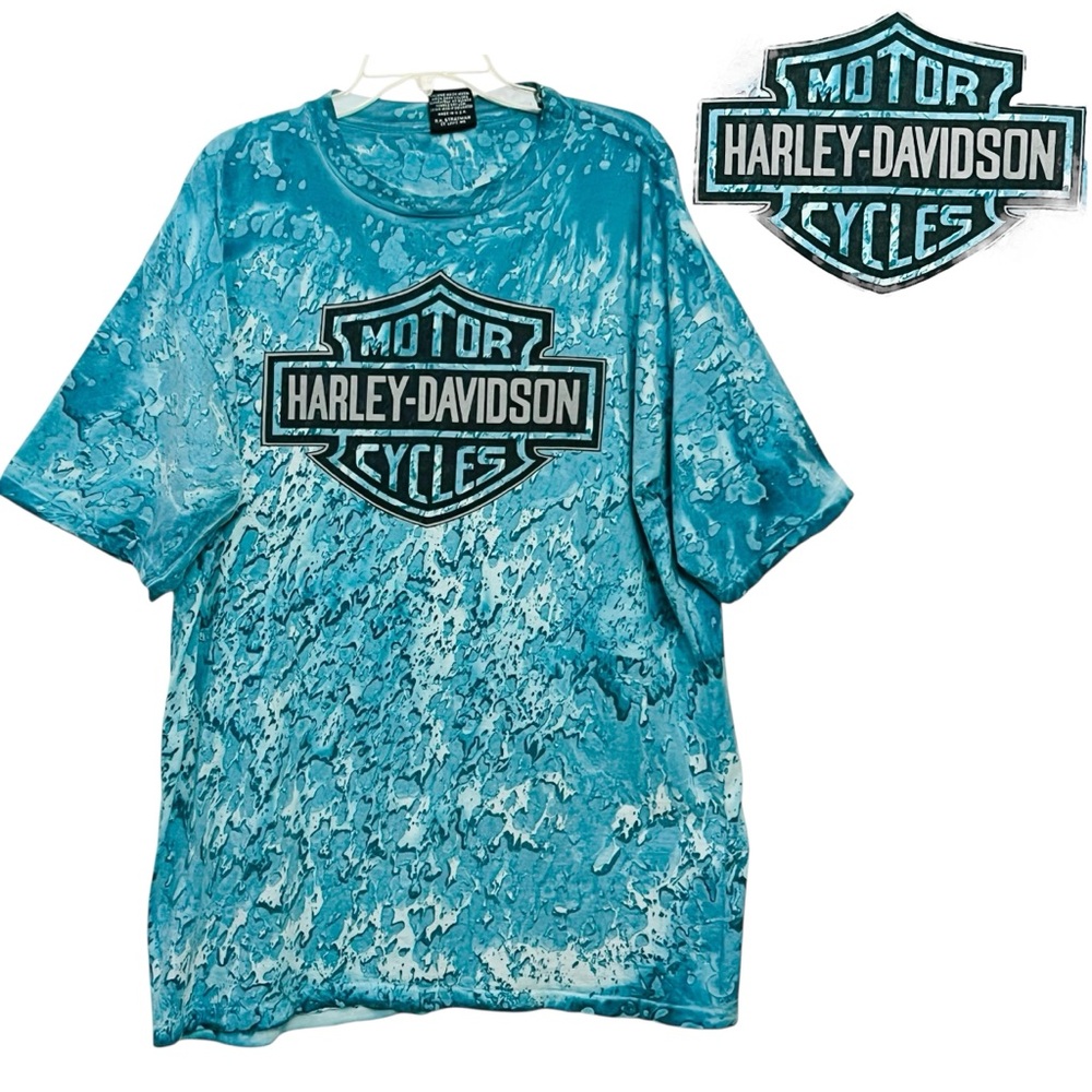Vintage Harley Davidson Shirt 3XL Chuck’s Bloomington IL Tie Dye Single Stitch